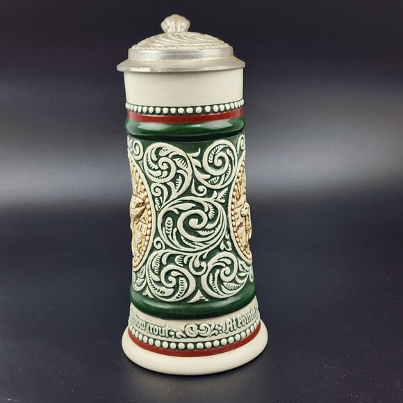 Vintage 1978 Avon Fishing Lidded Beer Stein Mug Rainbow Trout Hunting Dog - Picture 3 of 8